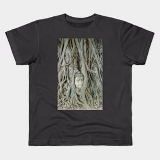 Photograph taken inside ancient Thai Buddhist temple printed on greetings cards and canvas Kids T-Shirt